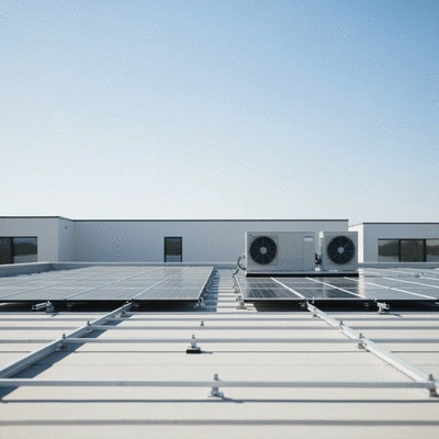 Système de supportage sans perçage pour toiture plate avec panneaux solaires