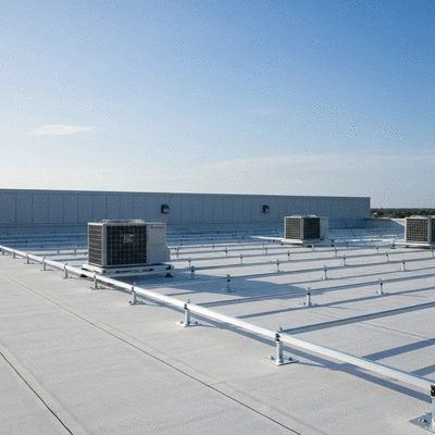 Système de support Big Foot sur un toit plat avec des unités de climatisation, sans perçage, design moderne et épuré