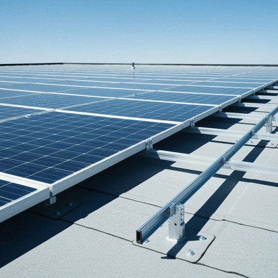 Syst&egrave;me de supportage photovolta&iuml;que Big Foot install&eacute; sur une toiture plate