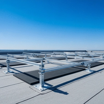 Syst&egrave;me de support Big Foot install&eacute; sur un toit plat