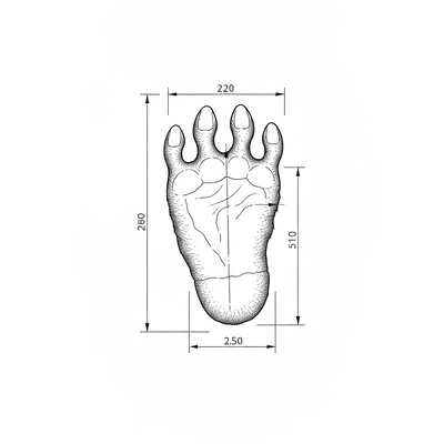 Dessin technique d'un support Big Foot avec des mesures et des dimensions