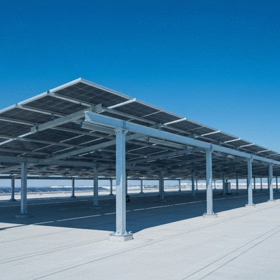 Big Foot support system on a flat roof with solar panels