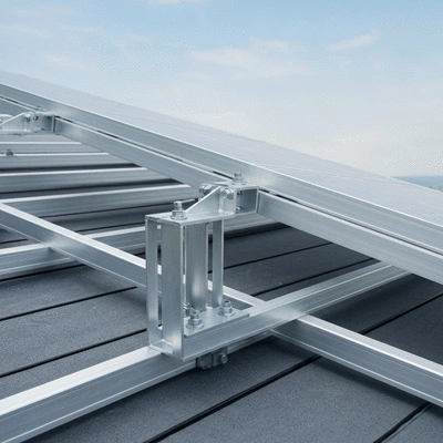 Supportage de panneaux solaires sur un toit plat avec des matériaux durables comme l'aluminium et l'acier
