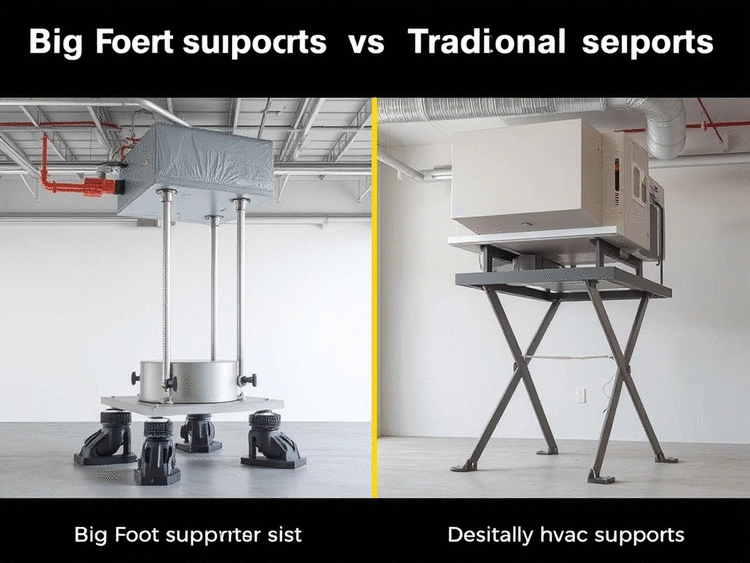 Comparaison entre supportage Big Foot et supports traditionnels pour équipements CVC