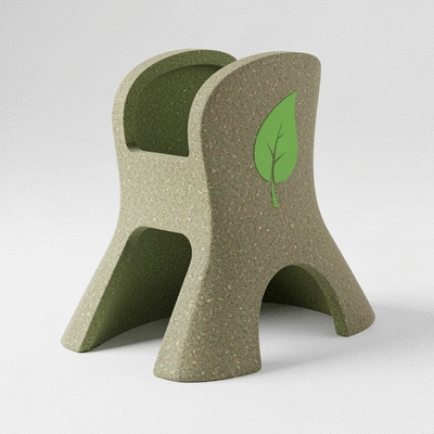 Eco-friendly Big Foot support made from recycled rubber, with a green leaf icon indicating sustainability, clean image, no text, no words, no typography