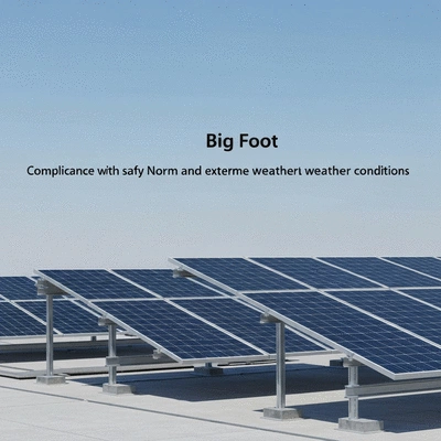 Solar panels on a rooftop with Big Foot supports, illustrating compliance with safety norms