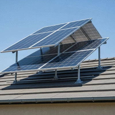 Système de support Big Foot installé sur une toiture avec des panneaux solaires