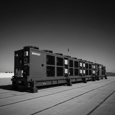 Modular Big Foot chassis system on a flat rooftop supporting HVAC equipment, clean image