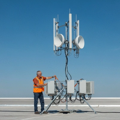 Professional installing a Big Foot system on a rooftop