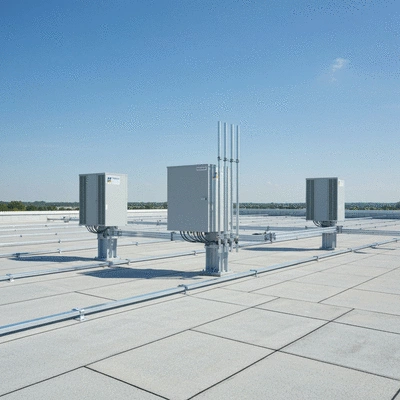 Installation flexible d'un syst&egrave;me Big Foot sur un toit plat, sans per&ccedil;age