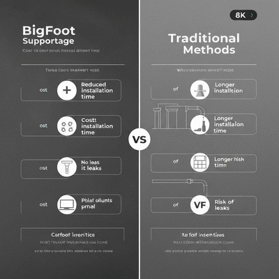 Schéma comparatif des coûts d'installation BigFoot vs méthodes traditionnelles